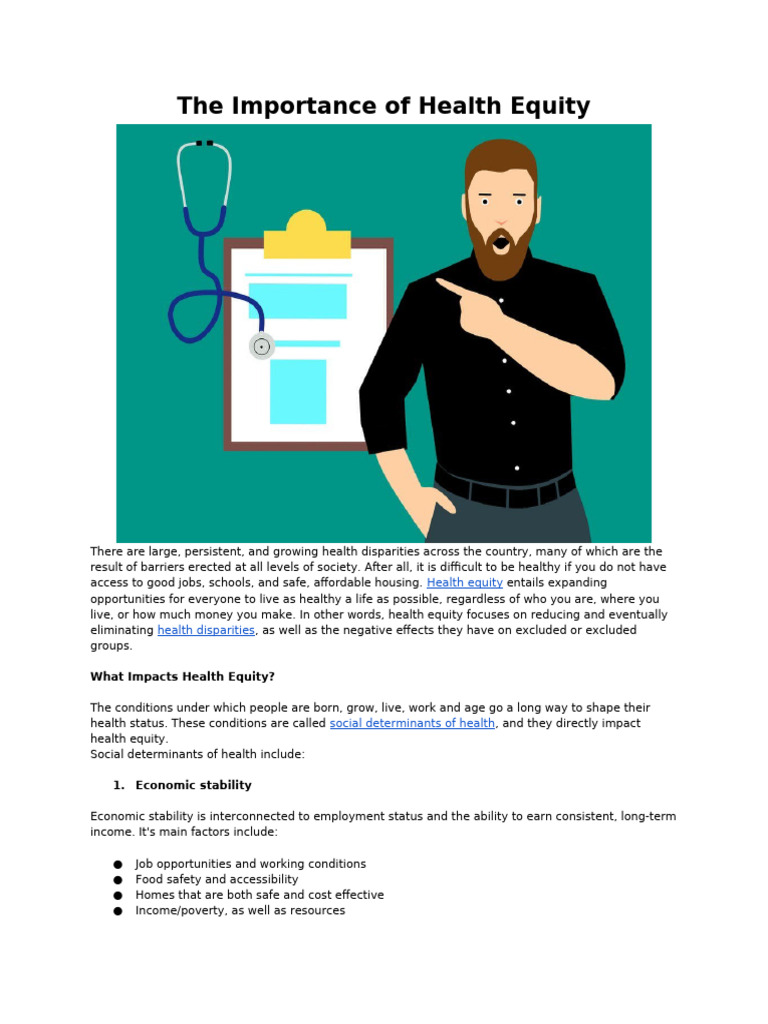 Understanding Health Equity and Disparities | PDF | Health Equity ...