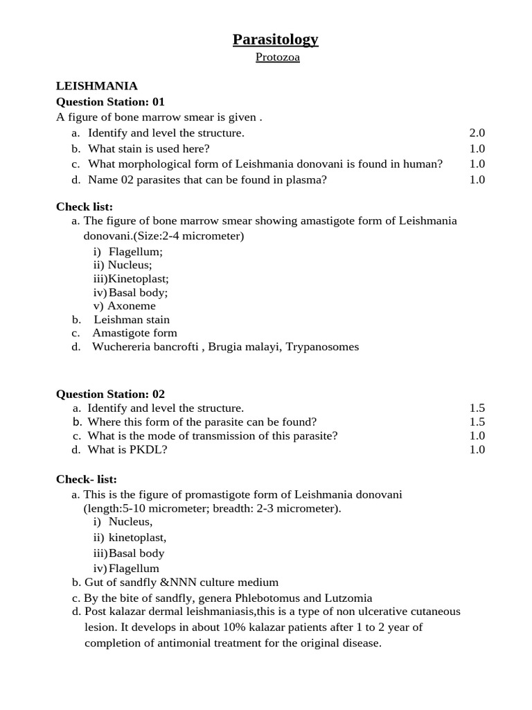 Leishmania and Protozoan Parasites Guide | PDF | Plasmodium ...