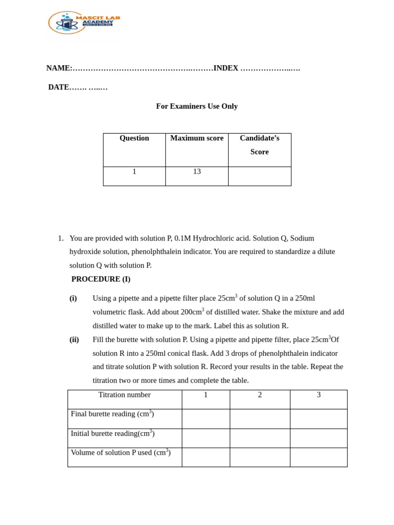 Standardizing Sodium Hydroxide Solution | PDF