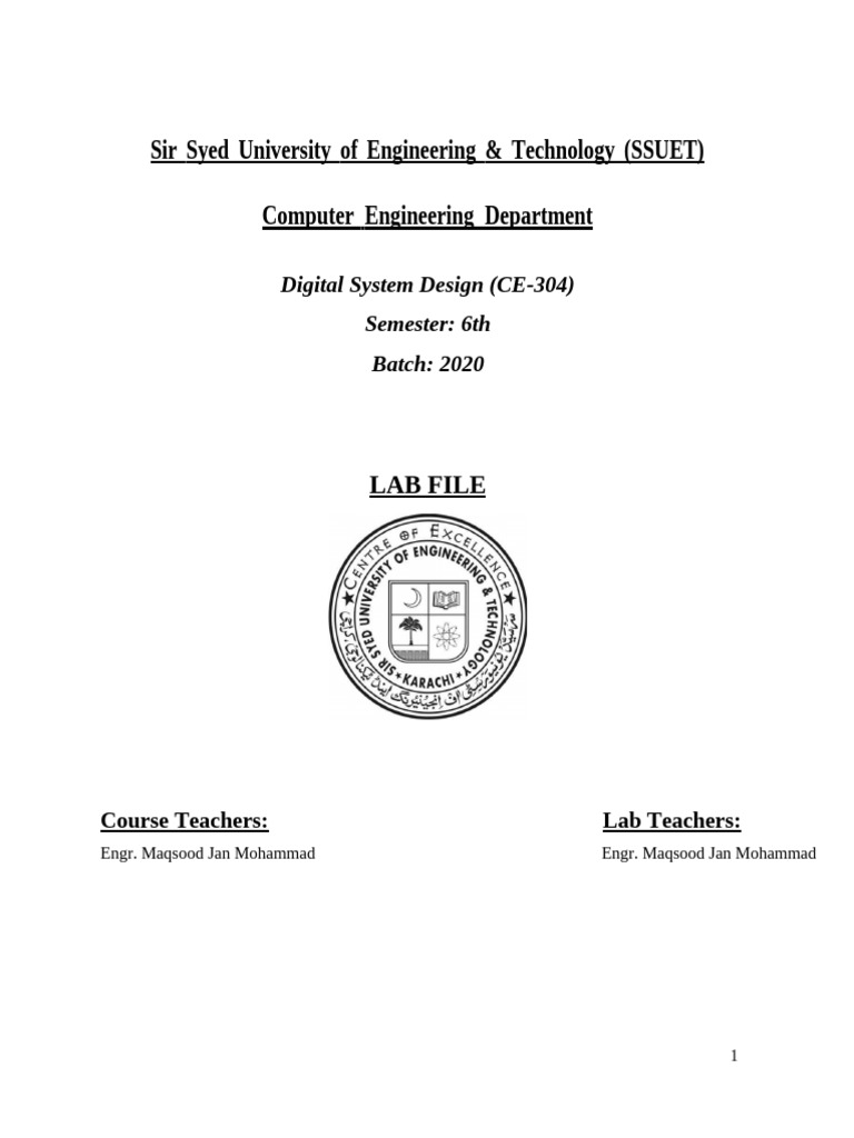 SSUET Digital System Design Lab Manual | PDF | Parameter (Computer ...