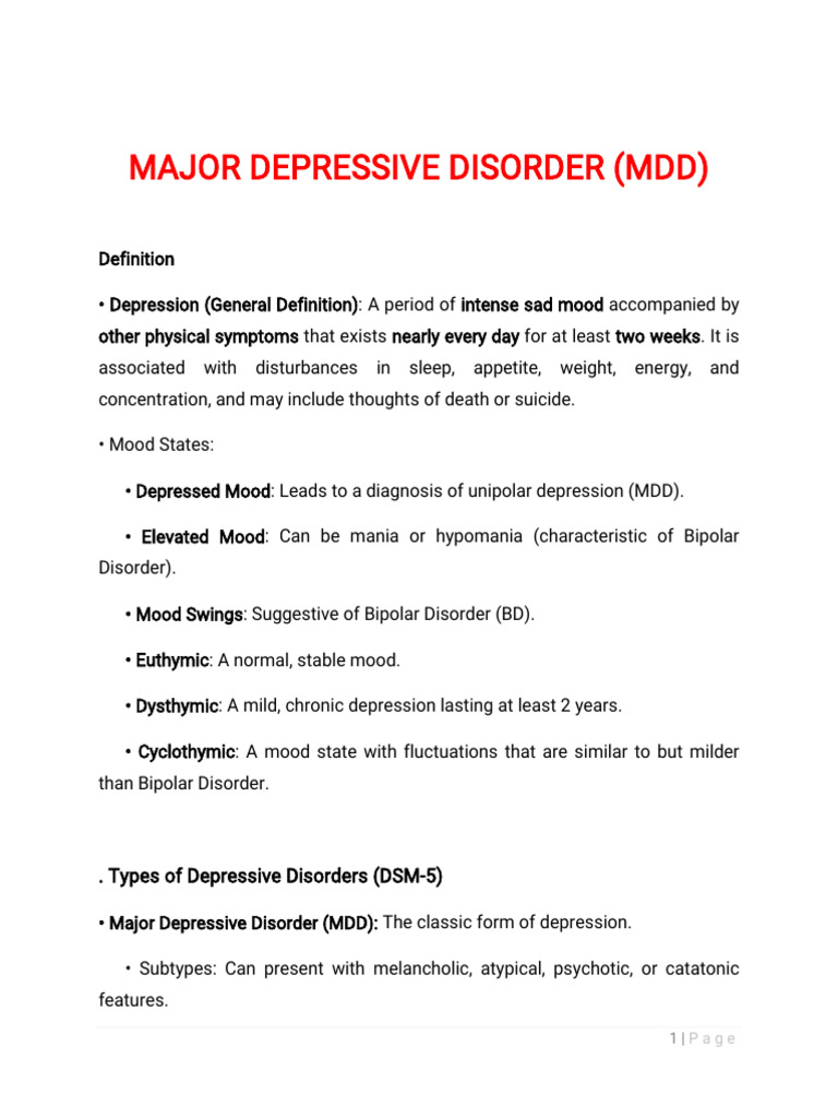 Understanding Major Depressive Disorder | PDF