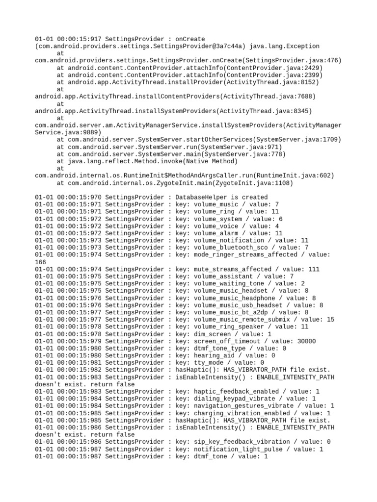 Android SettingsProvider Log Details | PDF | Java (Programming Language ...