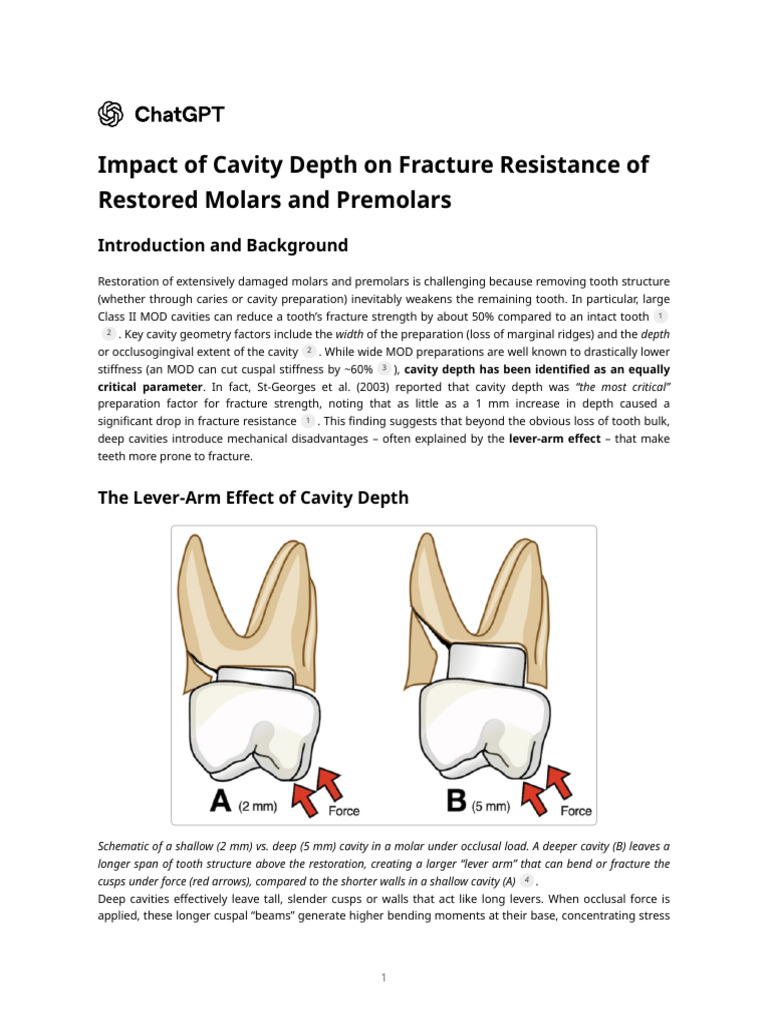 Cavity Depth's Impact on Tooth Fracture Resistance | PDF | Dental ...