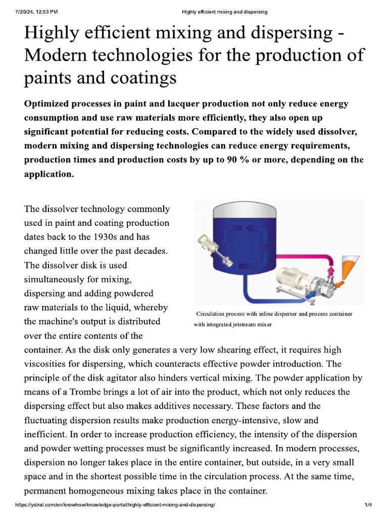 Highly Efficient Mixing and Dispersing | PDF