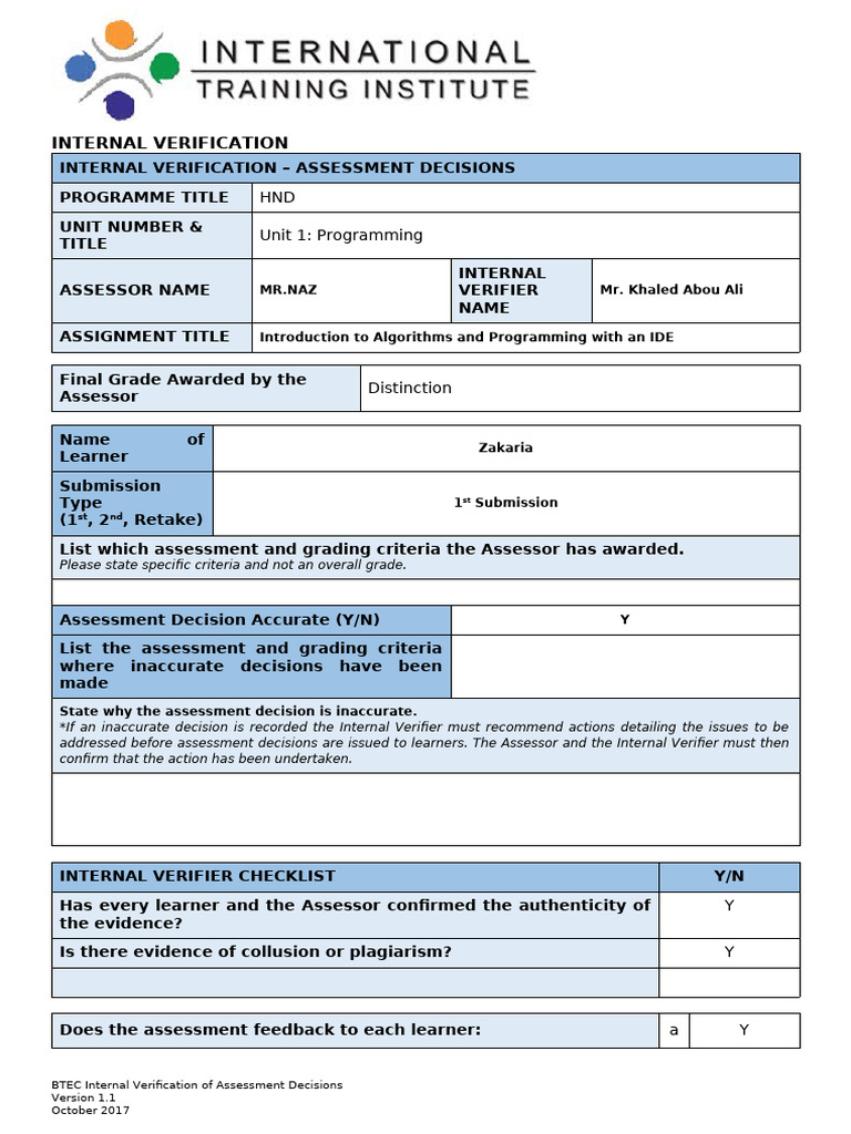 IV of Assessment Record | PDF