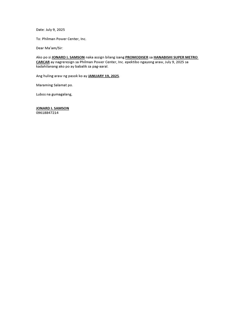 Resignation | PDF