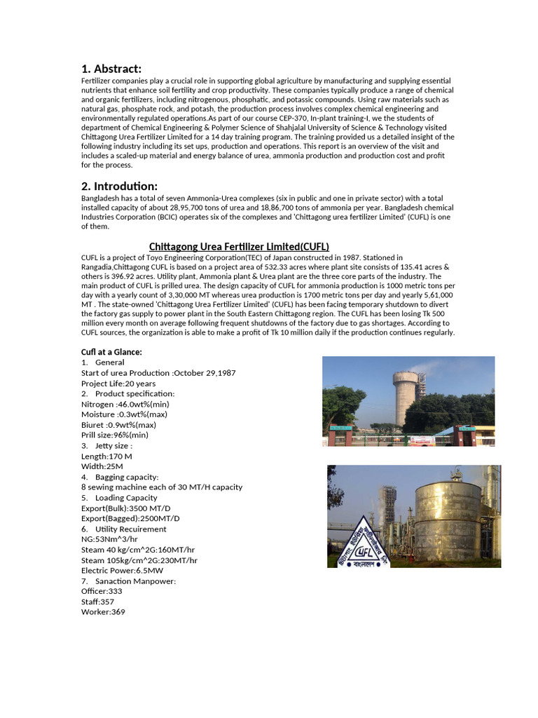 CUFL 2025: Insights from In-Plant Training | PDF | Fertilizer | Boiler