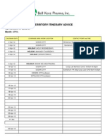 April 2012 Territory Itinerary and Work Schedule for Neilmar S. Lecera