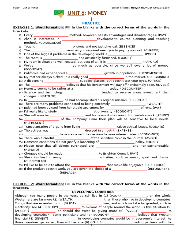 Unit 6 Money Practice 2023 Pdf Credit Card Credit