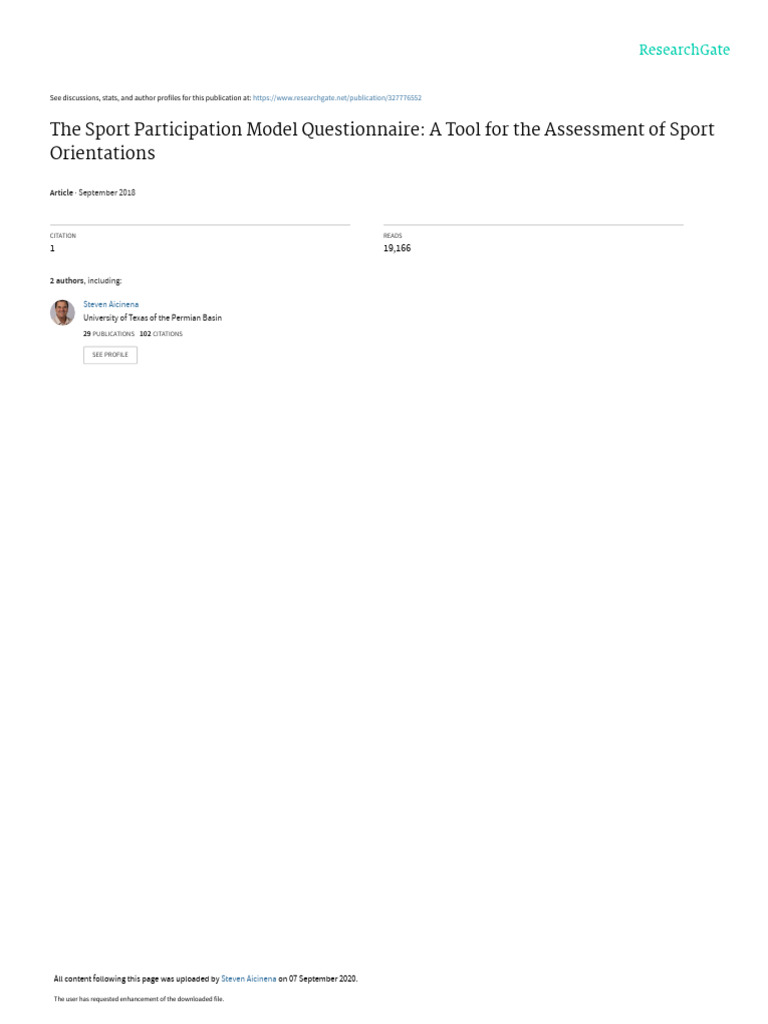 Sport Participation Model Questionnaire | PDF | Sports | Analysis Of ...