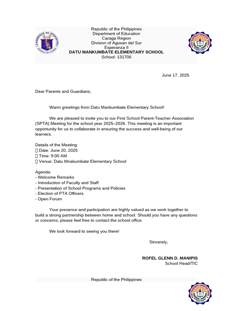 First PTA Meeting Invitation 2025-2026 | PDF | Educational Organizations