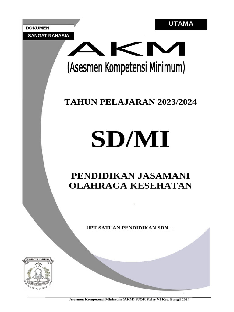 Soal Usek Pjok KLS 6 2023-2024 Ok | PDF