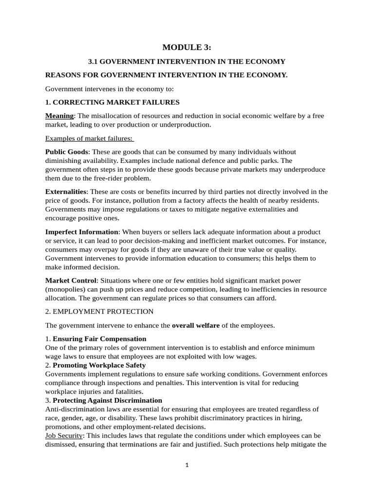 Government Intervention in the Economy | PDF | Employment | Taxes