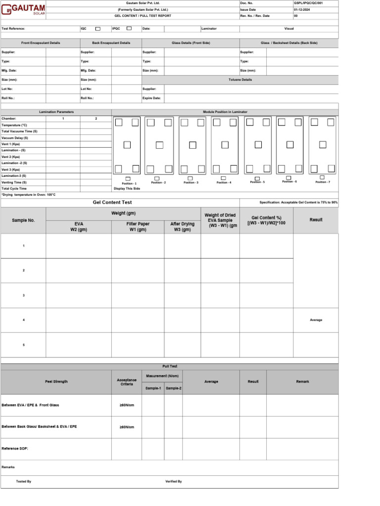 Gel Content and Pull Test Report | PDF | Materials