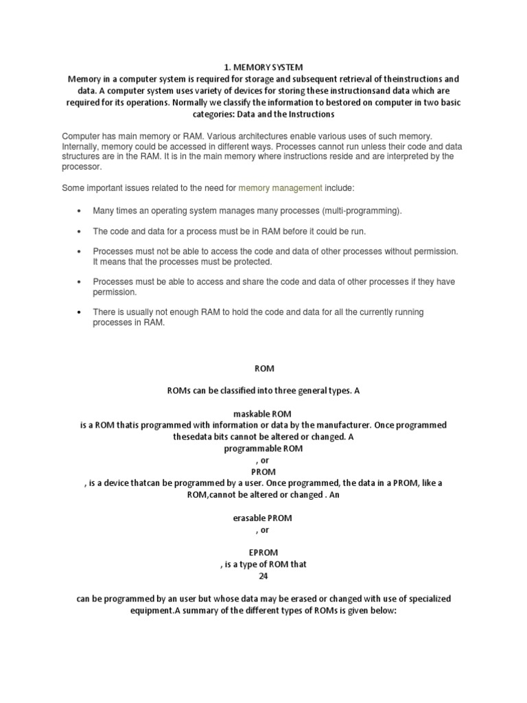 Types of ROM: Mask, PROM, EPROM | PDF | Read Only Memory | Random ...