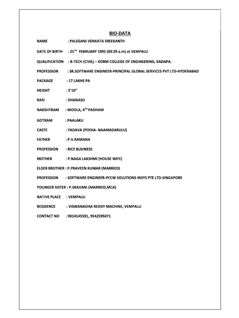 Sreekanth BIO | PDF