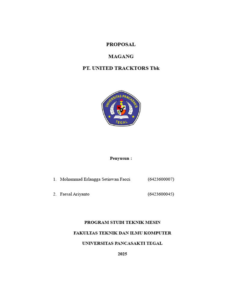 Proposal Magang Teknik Mesin di UT | PDF