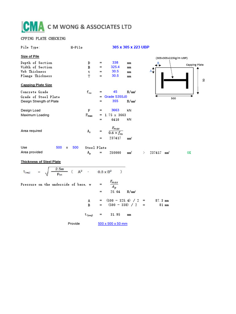 Capping Plate Design and Check | PDF | Materials | Building Materials
