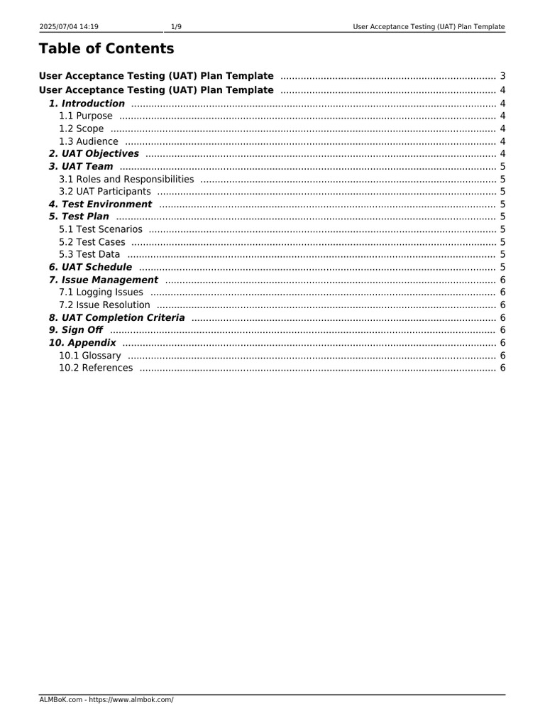 User Acceptance Testing Plan Template | PDF | Software Testing | Usability
