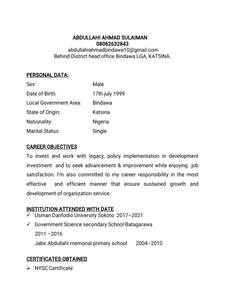 Abdullah Ahmad Sulaiman CV | PDF