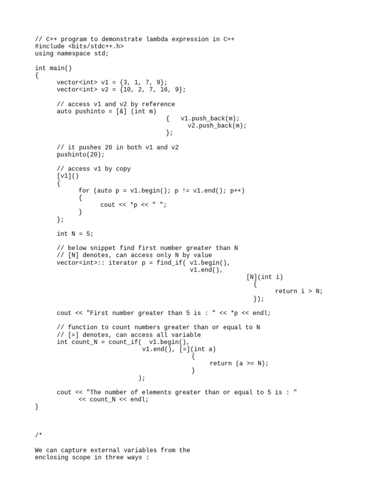 C++ Lambda Expressions Explained | PDF