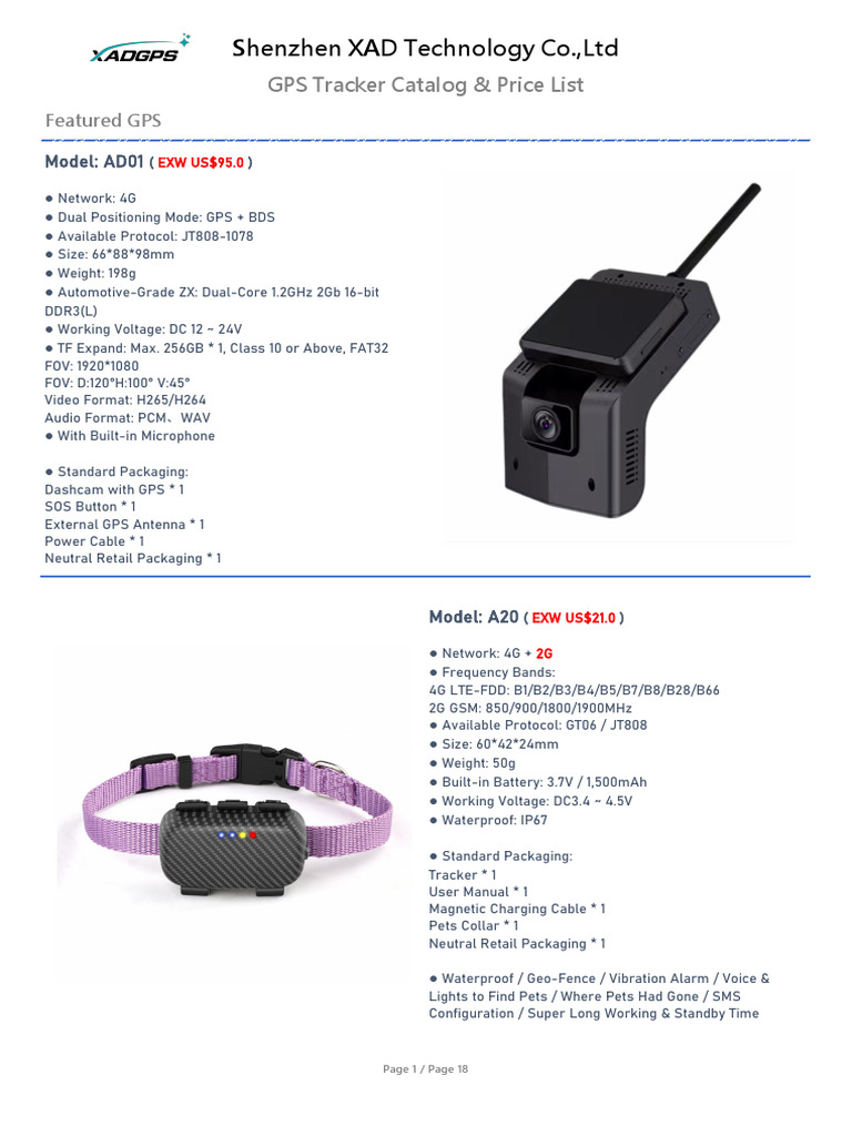 XAD GPS Tracker Catalog Overview | PDF | Usb | 4 G