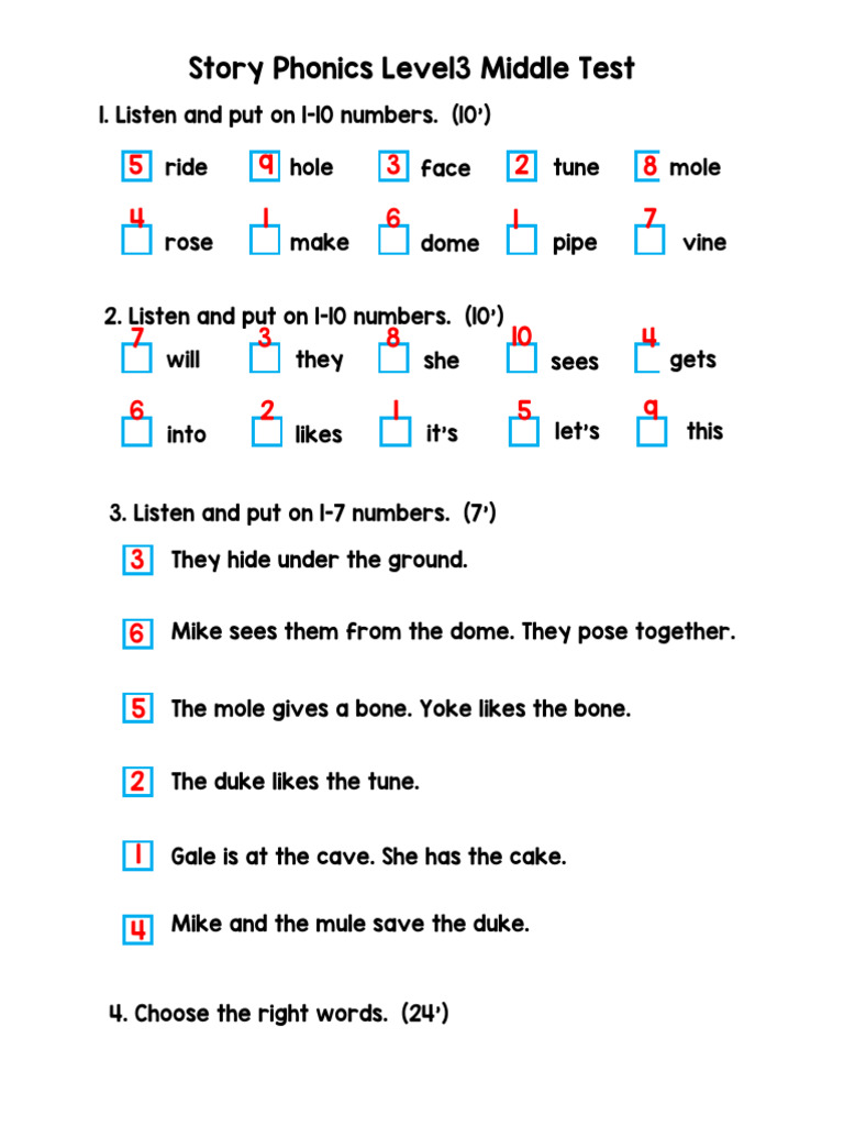 Story Phonics Level 3 Test Guide | PDF | Chess Theory | Chess