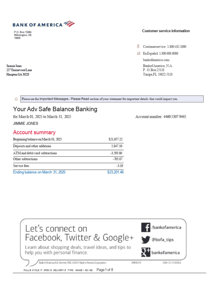 March 2025 Bank Statement Summary | PDF | Banks | Cash