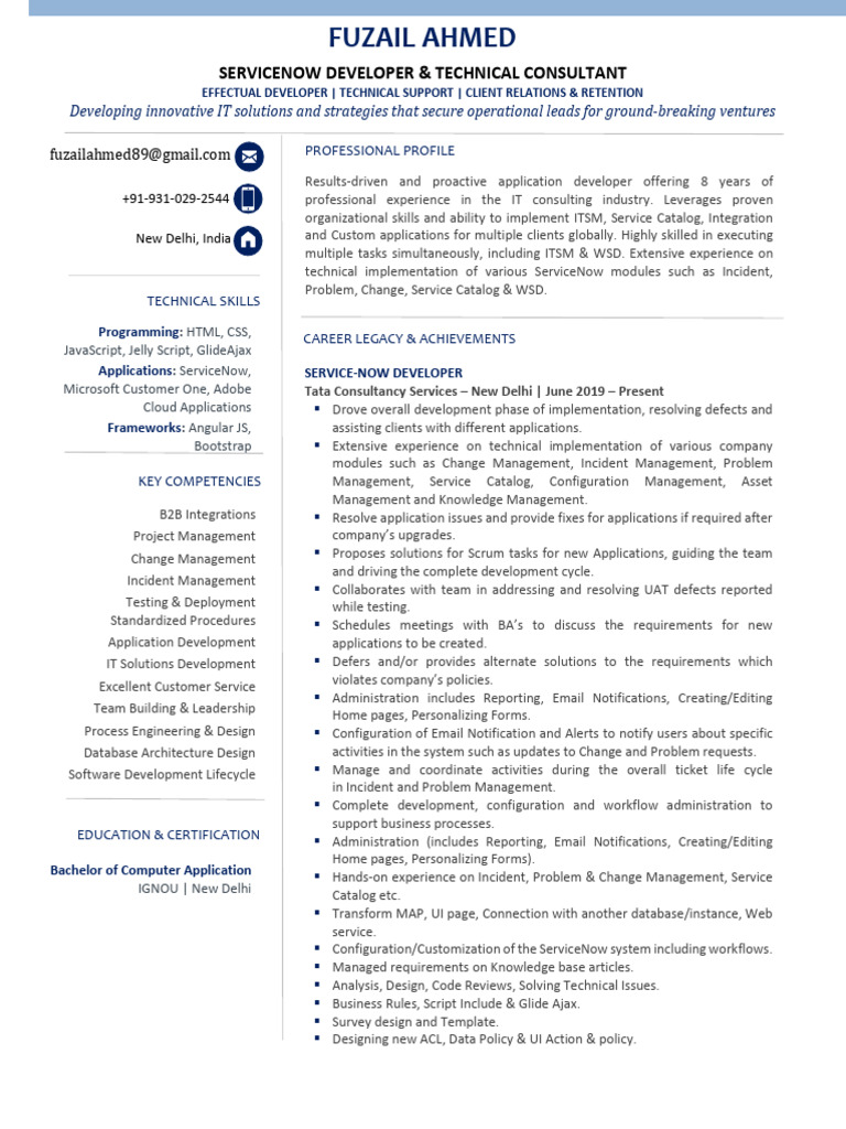 ServiceNow Developer Profile & Expertise | PDF | Databases | Service ...