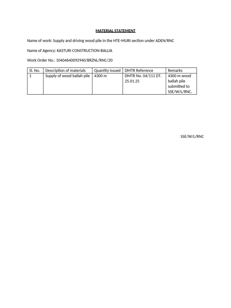 Material Statement | PDF