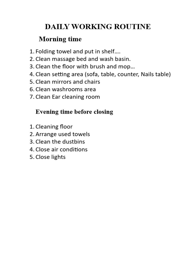 Daily Cleaning Routine Checklist | PDF