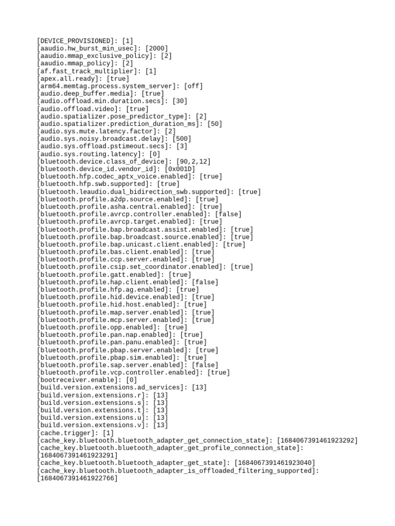 Bluetooth and Audio Configuration Data | PDF | Android (Operating ...