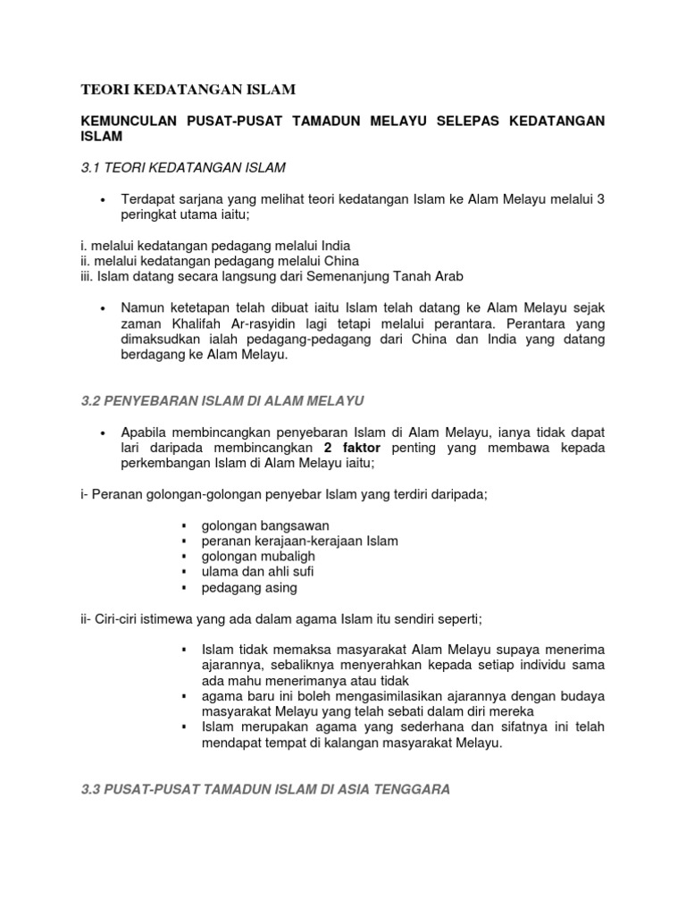 Teori Kedatangan Islam Pdf