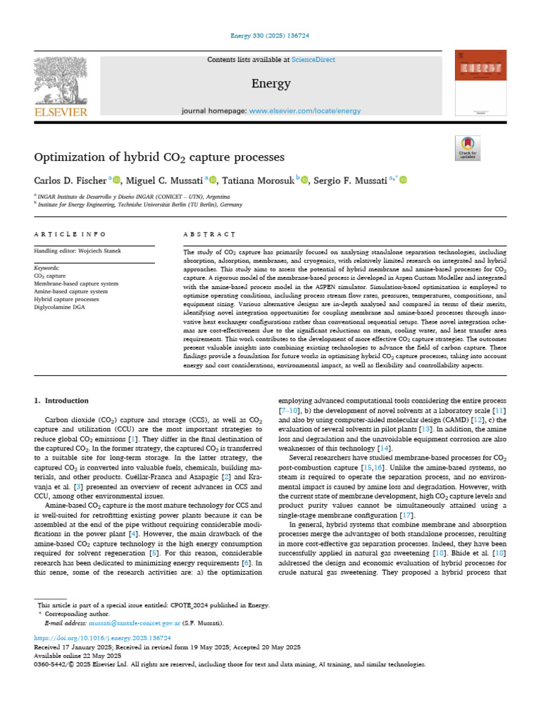 Hybrid CO2 Capture Process Optimization | PDF | Carbon Capture And ...