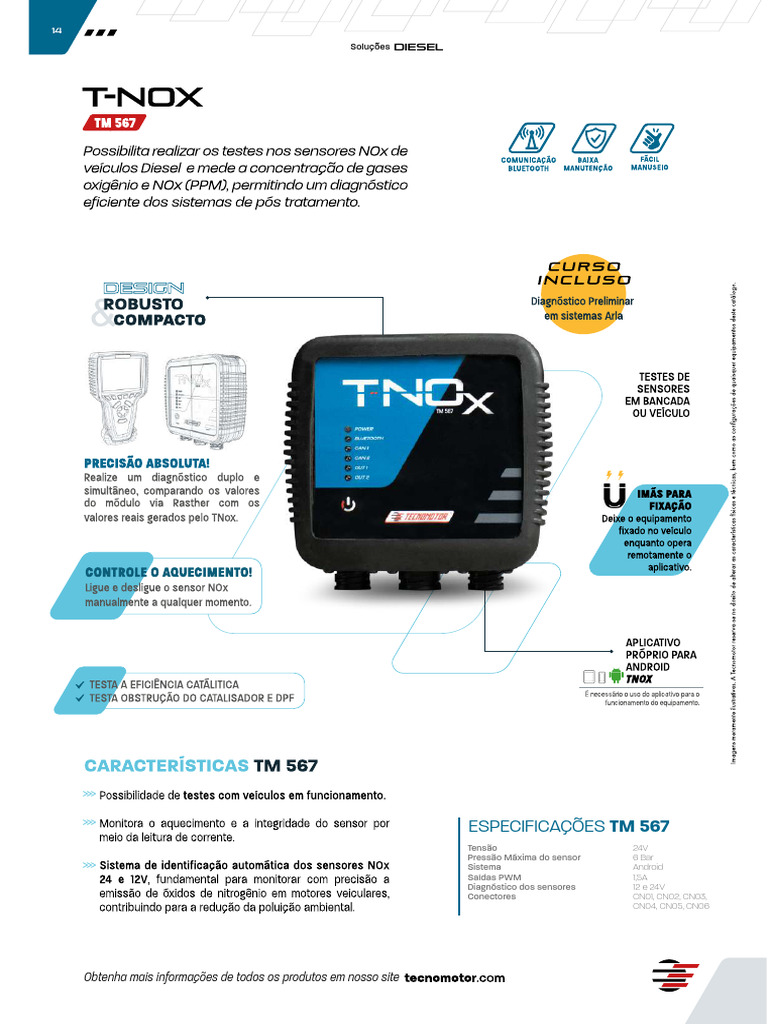 Especificações do Sensor TNOx Diesel | PDF