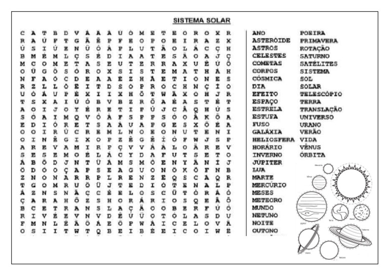 Caça Palavras Sistema Solar | PDF