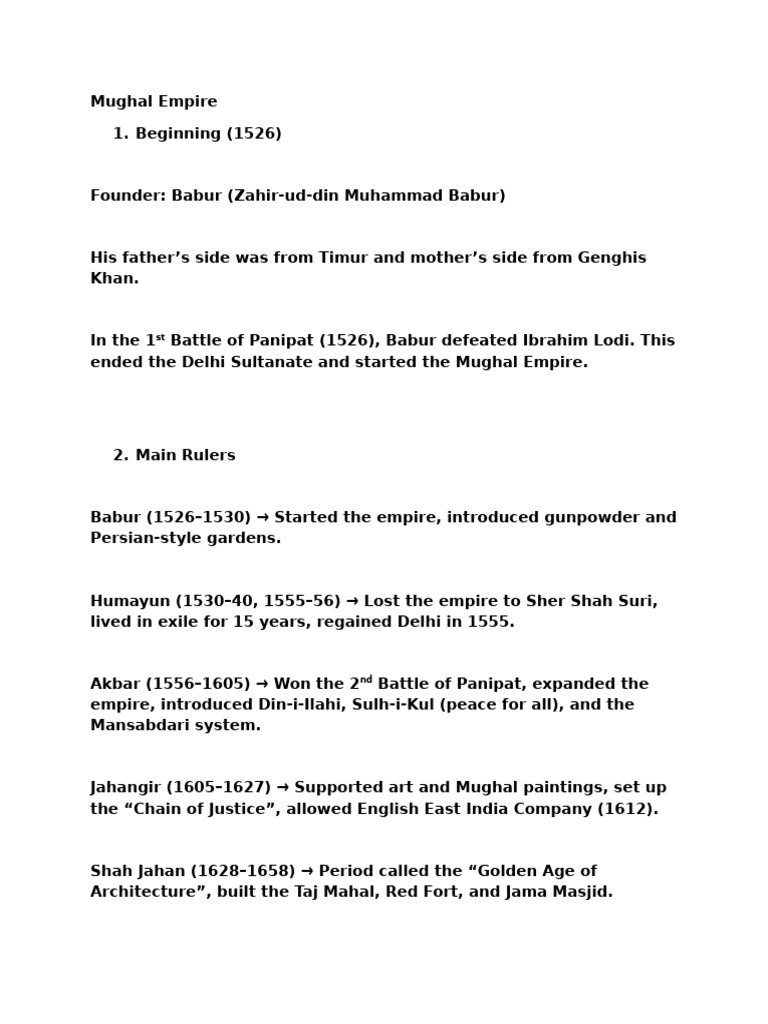 Overview of the Mughal Empire History | PDF