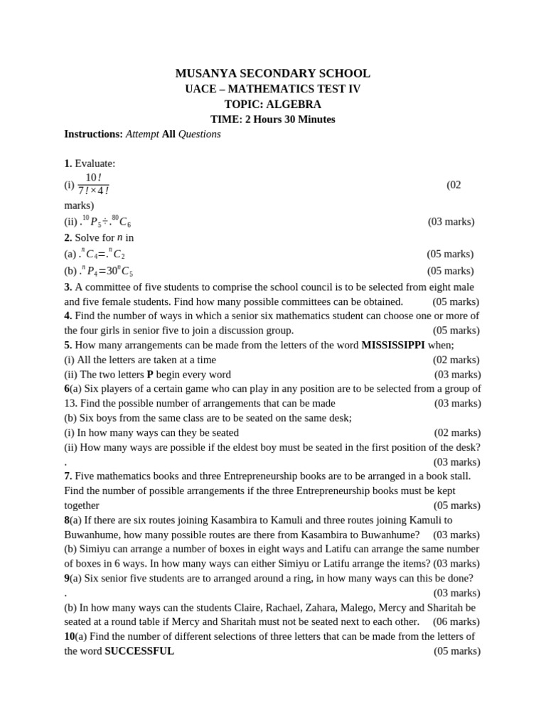 Algebra 4 | PDF | Mathematics