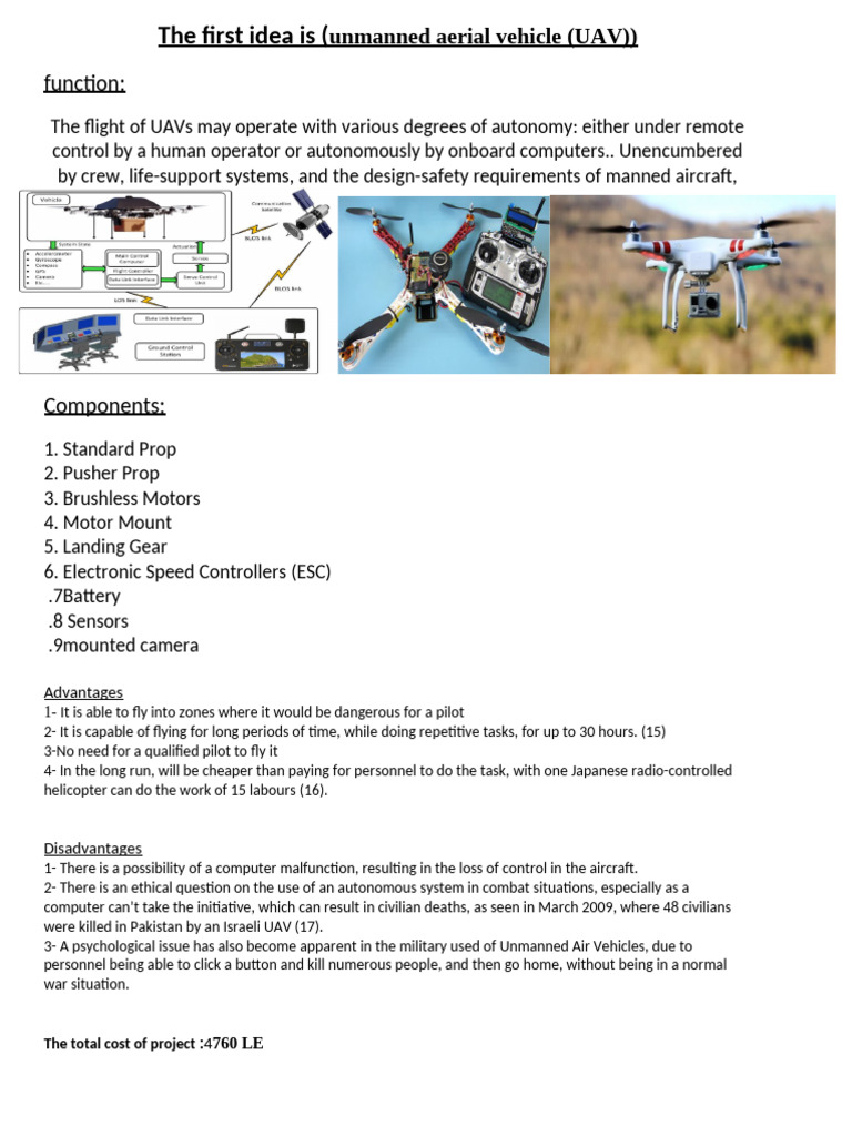 UAV Overview: Functions, Pros, and Cons | PDF