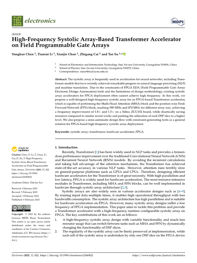 High-Frequency FPGA Transformer Accelerator | PDF | Field Programmable ...