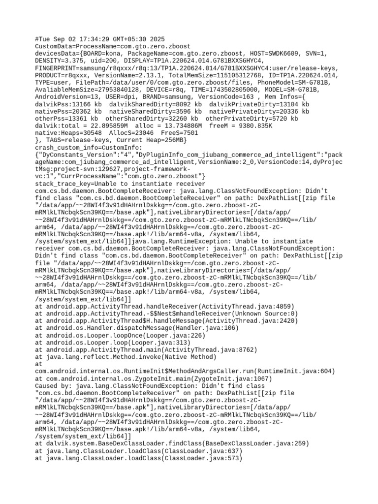 ClassNotFoundException in ZBoost App | PDF | System Software | Software