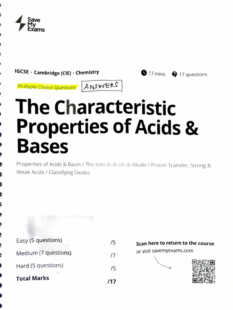 TGCSE Chemistry: Acids & Bases Quiz | PDF | Acid | Hydroxide