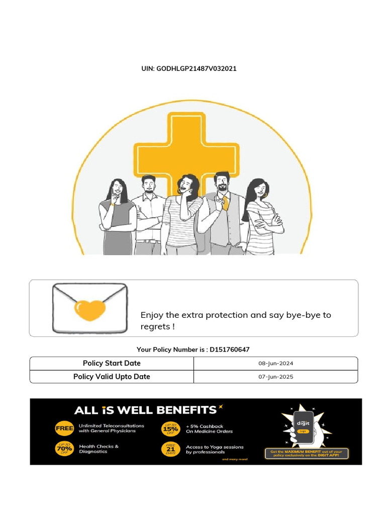 Digit Health Plus Policy Details 2024 | PDF | Insurance | Pro Rata
