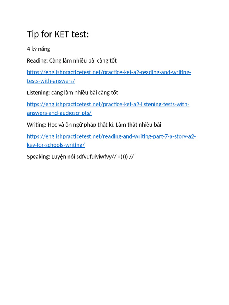 Tip For KET Test | PDF
