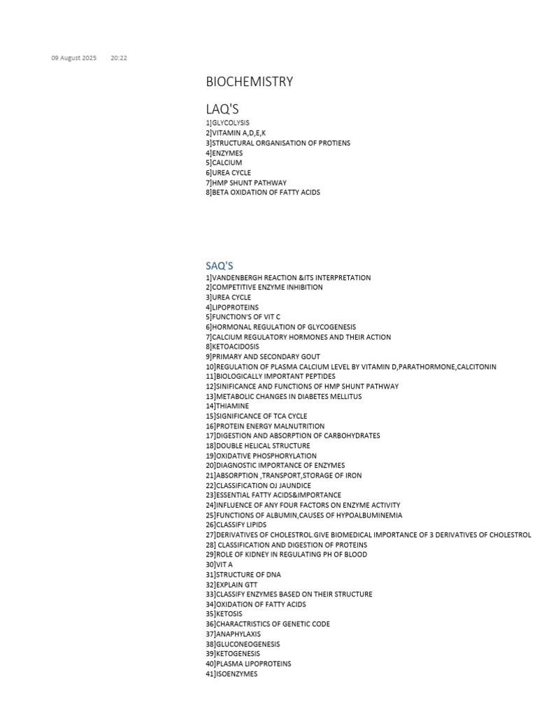 Key Topics in Biochemistry Overview | PDF | Metabolism | Enzyme