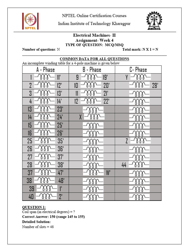 Electrical Machines II Week 4 Assignment | PDF | Inductor | Electrical ...