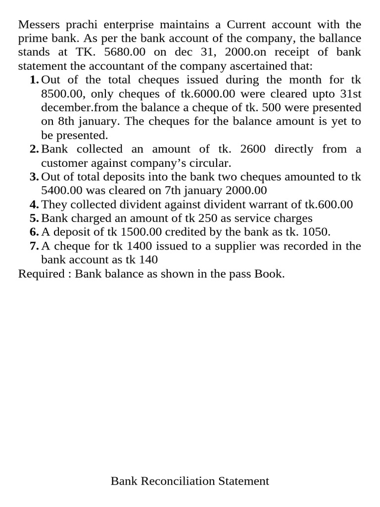 Lecture Bank Reconciliation STMT | PDF | Cheque | Personal Finance