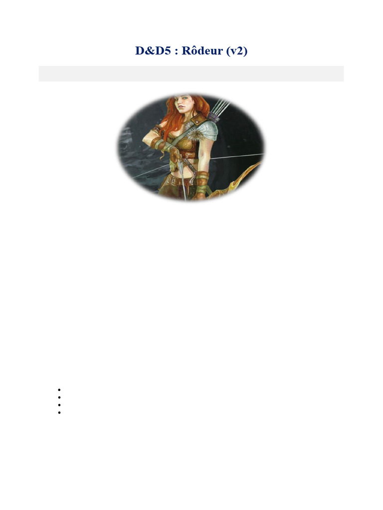 Rôdeur D&D 5 : Capacités et Sorts | PDF