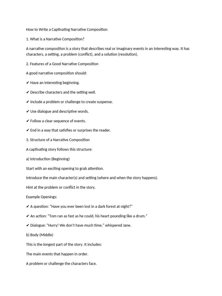 Crafting Engaging Narrative Compositions | PDF