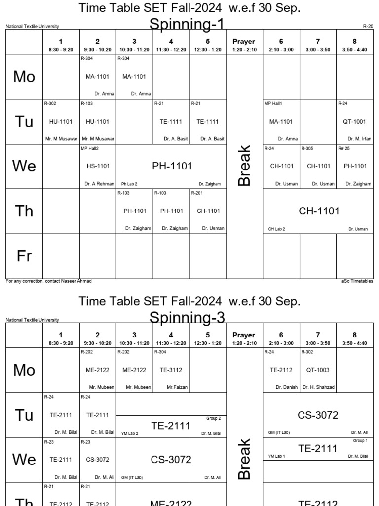 SET Timetable Fall 2024 Classes v4 | PDF
